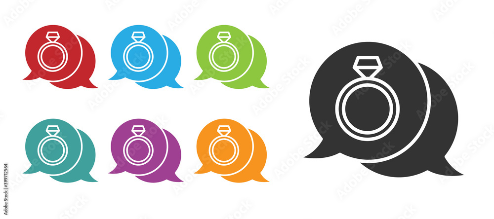 Black Diamond engagement ring icon isolated on white background. Set icons colorful. Vector. Black Diamond engagement ring icon isolated on white background. Set icons colorful. Vector.