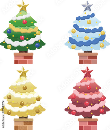 クリスマスツリー, ツリー, クリスマス, クリスマスイヴ, クリスマスイブ, 冬, イベント, サンタクロース, 12月, 年中行事, 聖夜, 飾り, イルミネーション, イヴ, イブ, オーナメント, メリークリスマス, 装飾, かわいい, 木, イラスト, ベクター, 行事, クリスマスイメージ, ライトアップ, パターン, デコレーション, 素材, デザイン
