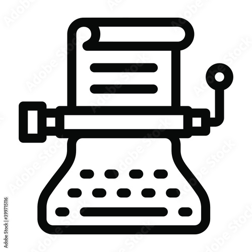 
Typewriter icon vector, typing machine 
