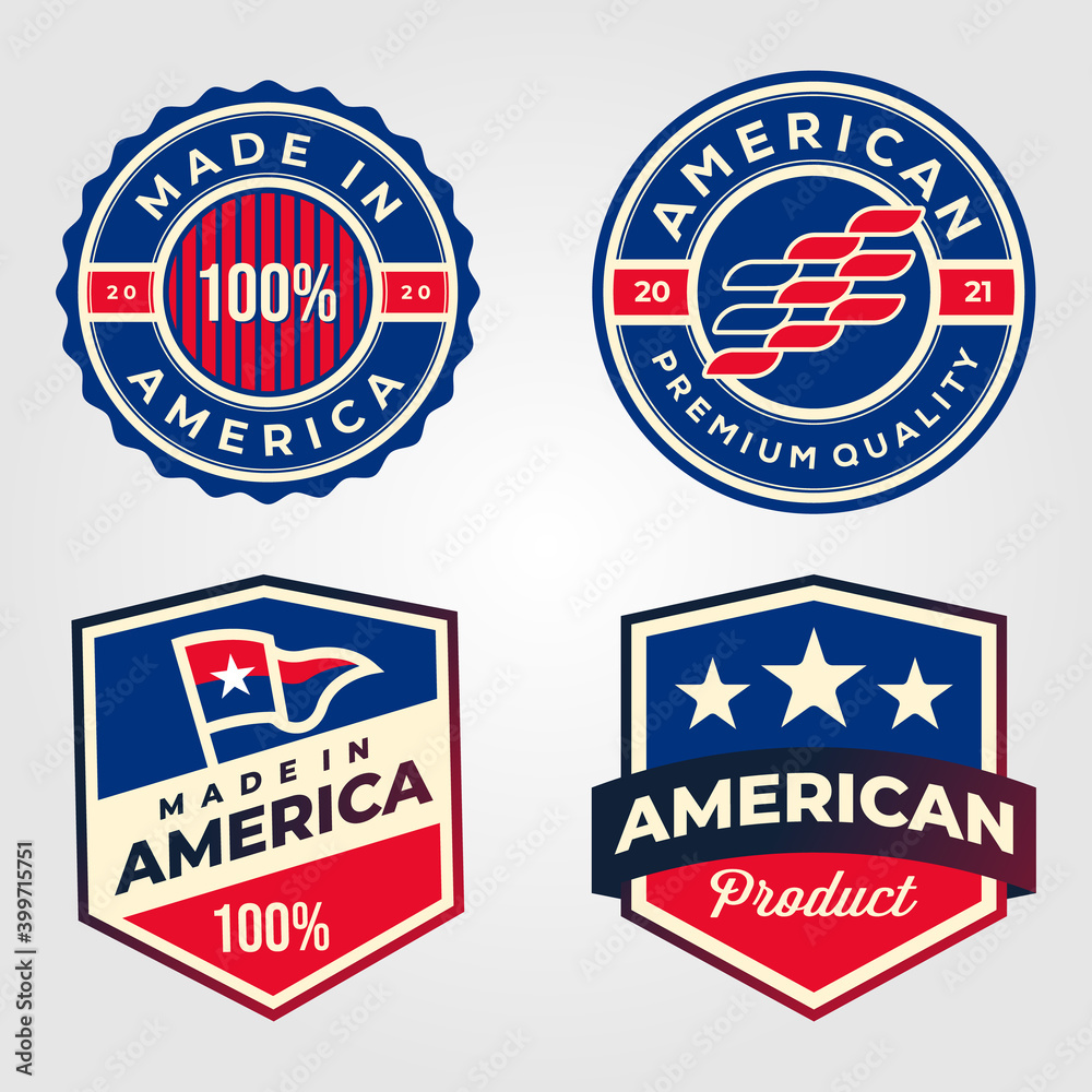 made in america usa label set retro illustration design made in america usa label set retro illustration design