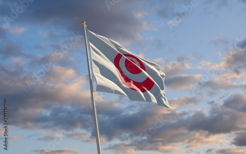 Okinawa Japan prefecture flag at sky background