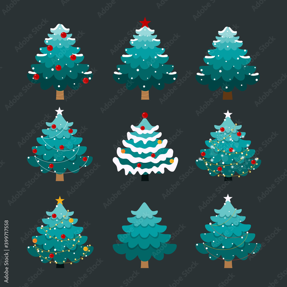 Christmas tree. Merry Christmas and happy new year greeting card. Vector Illustration. Christmas tree. Merry Christmas and happy new year greeting card. Vector Illustration.