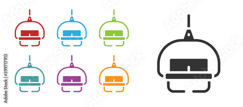 Black Ski lift icon isolated on white background. Set icons colorful. Vector.