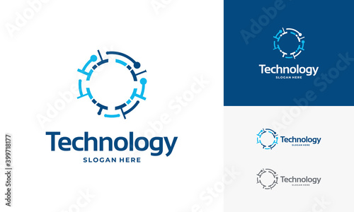 Pixel technology logo designs concept vector, Network Internet logo symbol, Digital Wire logo photo