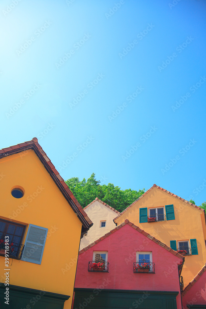 colorful houses in Provence village