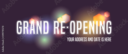 Grand opening or re-opening vector banner, illustration.