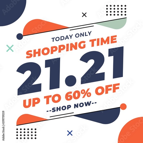 Memphis Style design 21.21 Shopping Day Sale Banner Promotion