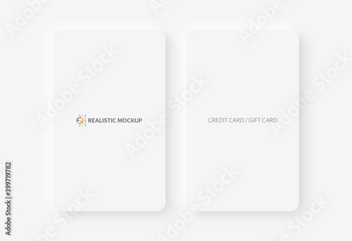 Mockup realistic credit / visit / gift card with shadow for your design, isolated on light background. Realistic mockup card. Vector illustration EPS10.