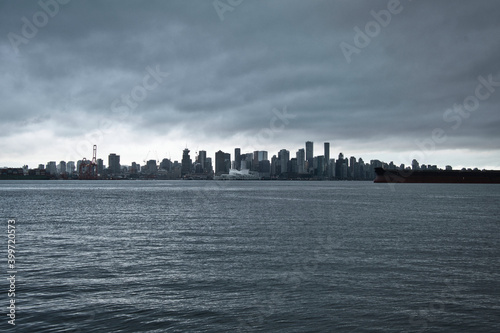 Downtown Vancouver under a cloudy sky. BC Canada 