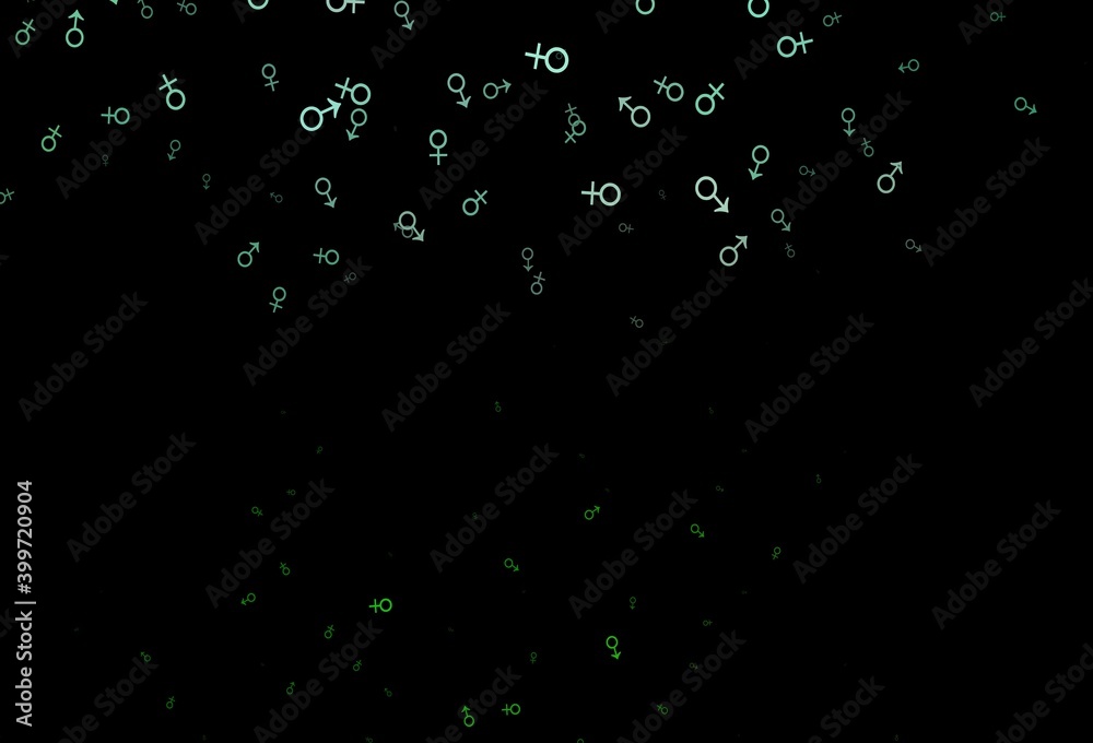 Dark green vector background with gender symbols. Dark green vector background with gender symbols.