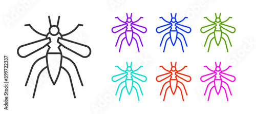Black line Mosquito icon isolated on white background. Set icons colorful. Vector.