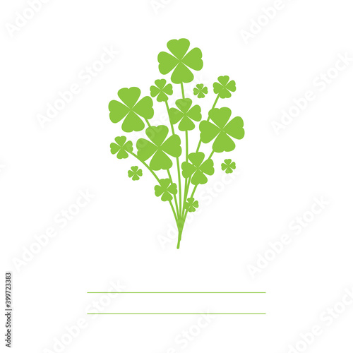 green clover bouquet on white background.