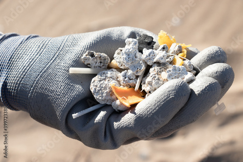 plastic on a hand