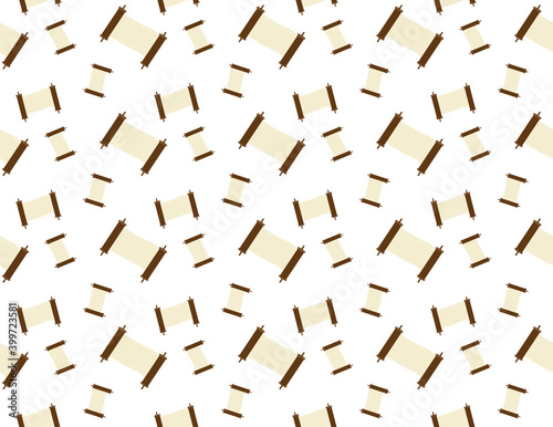 Brown Torah scroll seamless pattern on White background