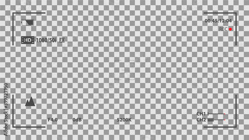 Camera Recording Viewfinder Black Screen. Camera viewfinder