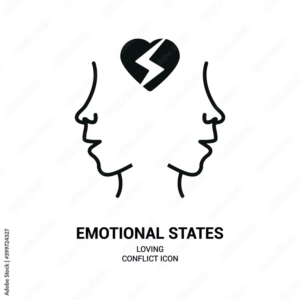 Vector image. Marriage or couple problems icon. Psychology image.