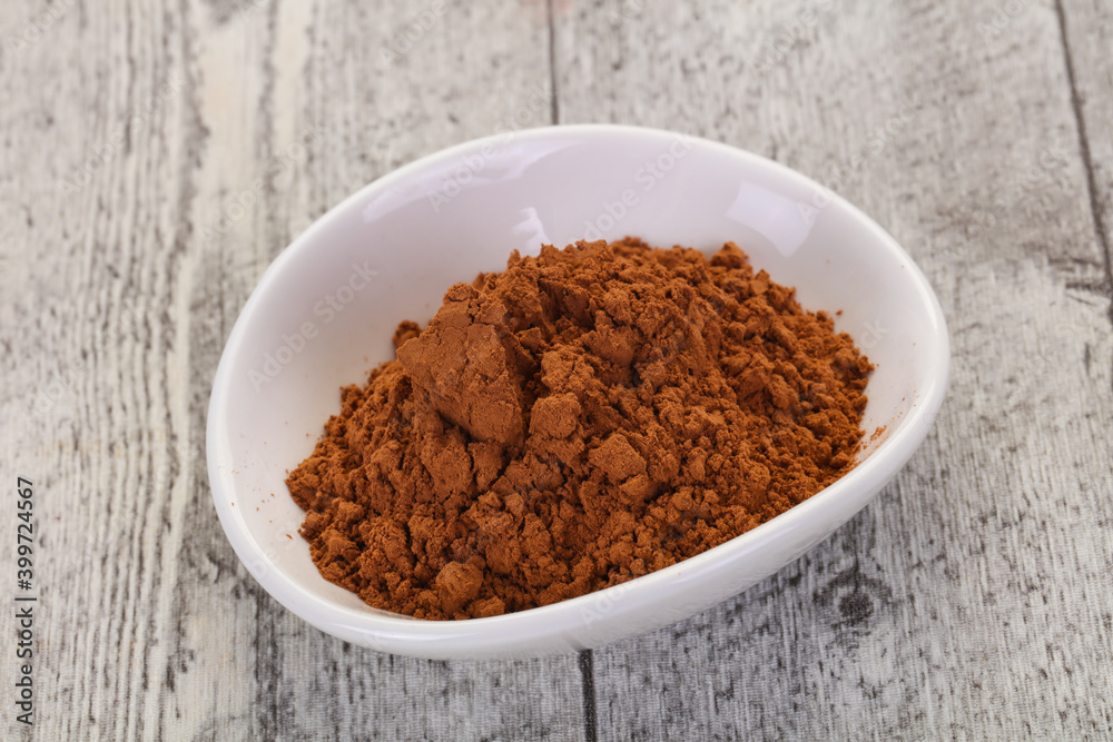 Cocoa powder in the bowl Cocoa powder in the bowl