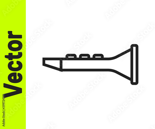 Black line Clarinet icon isolated on white background. Musical instrument. Vector.