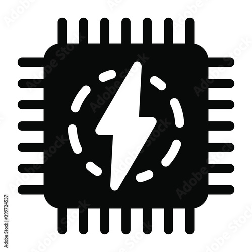 
Chip cooling in editable glyph icon 
