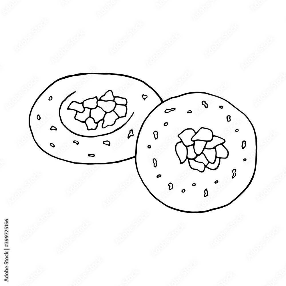 Vector hand drawn doodle rasmalai. Indian dessert. Design sketch element  for menu cafe, restaurant, label and packaging. Illustration on a white  background. Stock Vector | Adobe Stock