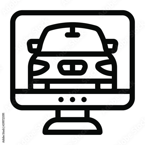 
Online car in glyph editable icon 
