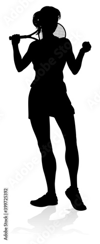 A tennis player woman silhouette sports person design element