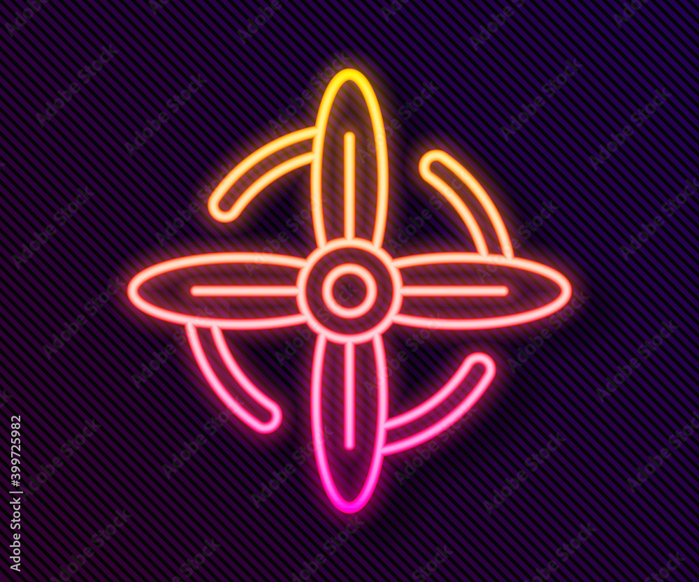 Glowing neon line Wind turbine icon isolated on black background. Wind generator sign. Windmill for electric power production. Vector. Glowing neon line Wind turbine icon isolated on black background. Wind generator sign. Windmill for electric power production. Vector.