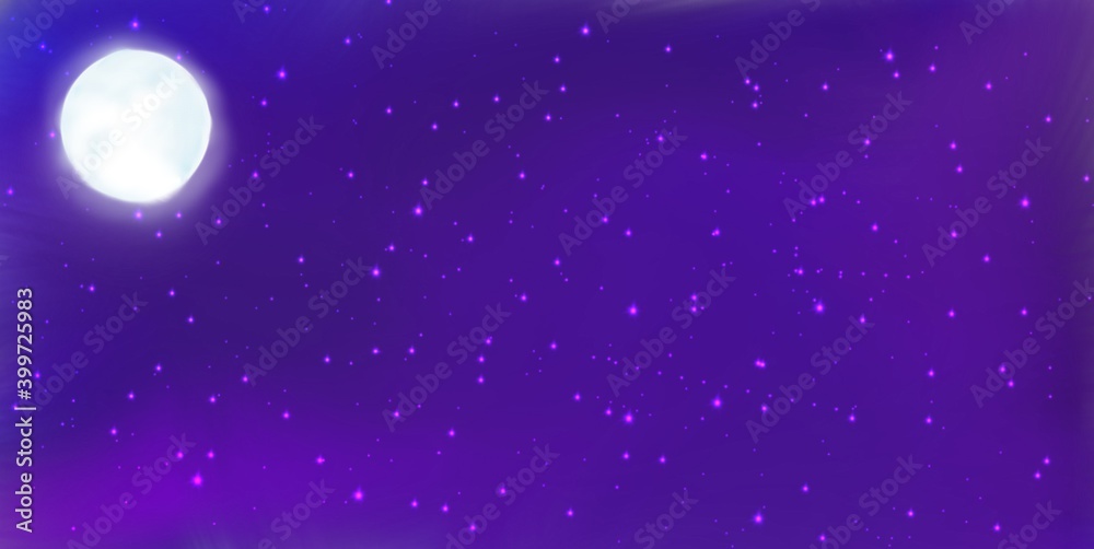 Fototapeta premium Night blue sky with stars and moon