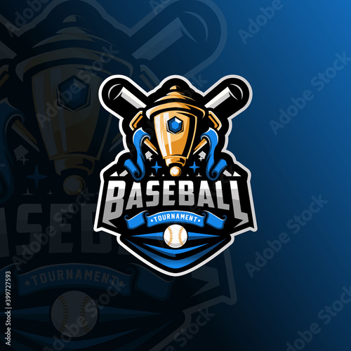Trophy Logo Design Illustration For Baseball Tournament