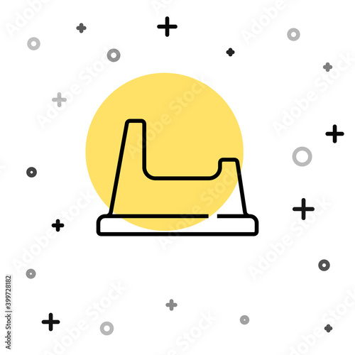 Black line Baby potty icon isolated on white background. Chamber pot. Random dynamic shapes. Vector.