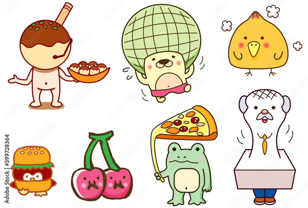 ハンバーガーなど食べ物に関連したキャラクター Stock Illustration Adobe Stock