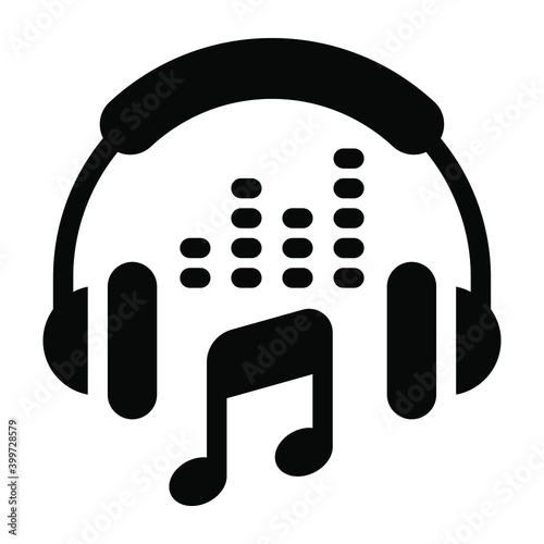 
Headphones vector style, listening music gadget 
