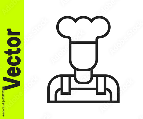 Black line Cook icon isolated on white background. Chef symbol. Vector.