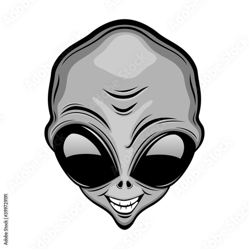 Funny extraterrestrial alien icon isolated on white background.