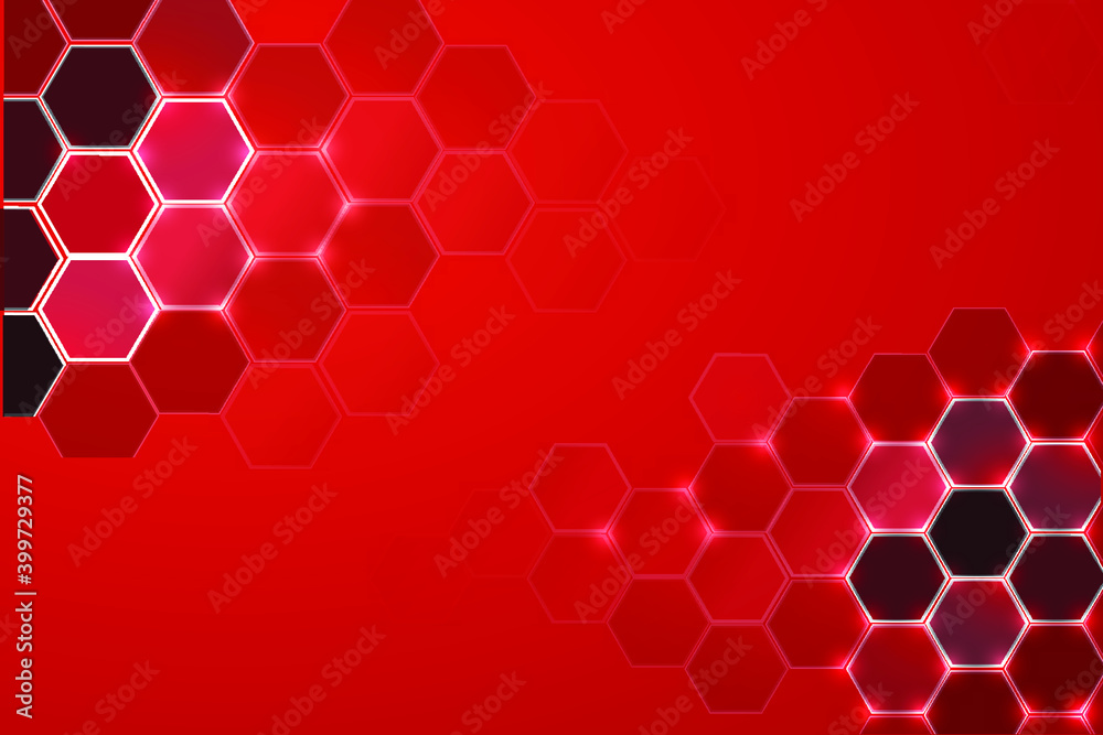 Abstract red light hexagon line in modern luxury futuristic background. Eps10 vector illustration.