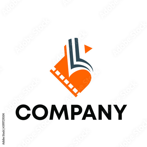 book with play button logo