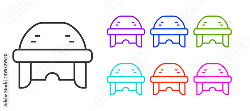 Black line Hockey helmet icon isolated on white background. Set icons colorful. Vector. photo