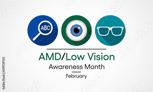 Vector illustration on the theme of National AMD age related Macular Degeneration and Low vision awareness month observed each year during February.
