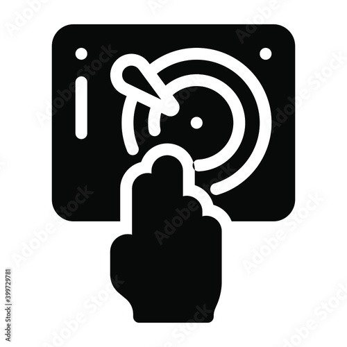 
Retro record, glyph icon of vinyl with disc jockey 
