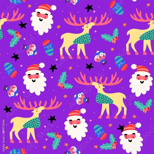 Seamless vector pattern - bright background for christmas and new year.