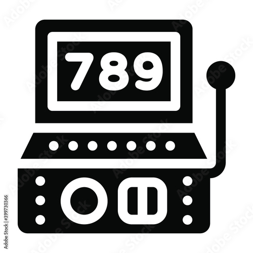 
Gaming equipment, solid icon of slot machine 
