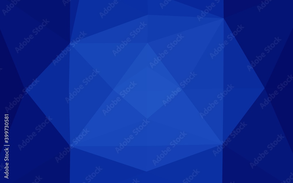 Dark BLUE vector shining triangular background.