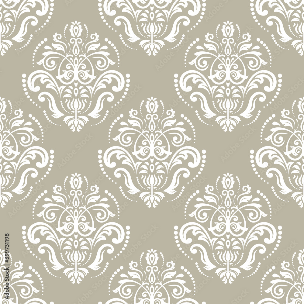 Classic seamless white pattern. Damask orient ornament. Classic vintage background. Orient ornament for fabric, wallpaper and packaging