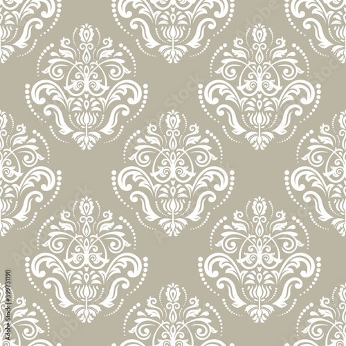 Classic seamless white pattern. Damask orient ornament. Classic vintage background. Orient ornament for fabric  wallpaper and packaging