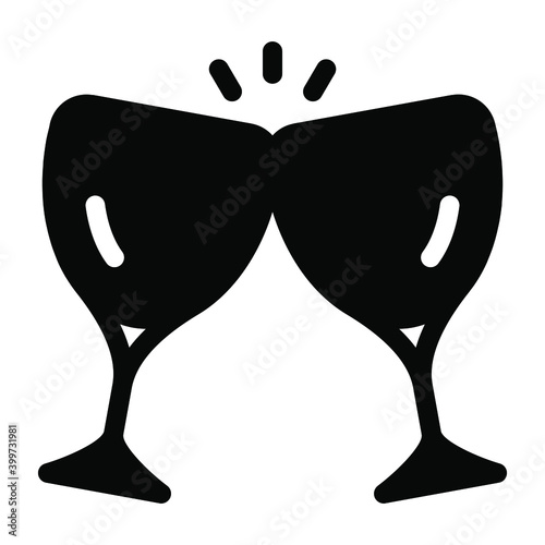 
Party celebration toast, solid icon of drinks cheers 
