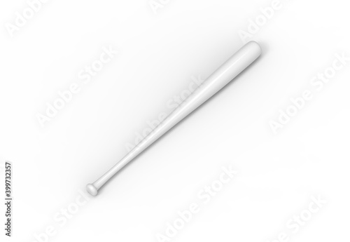 Professional White baseball bat mockup template on isolated white background, 3d illustration