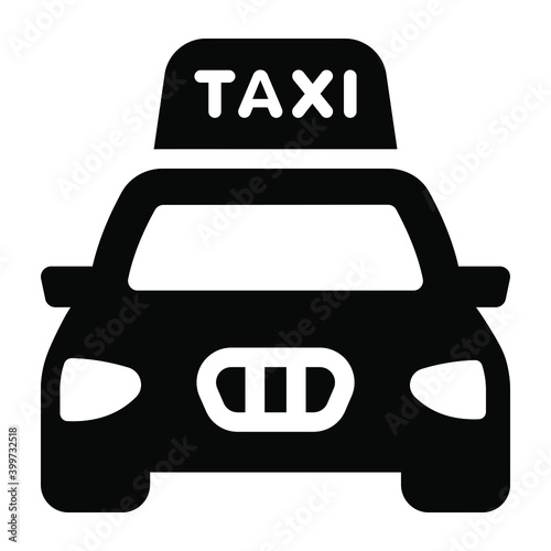 
A public transport icon, glyph design of taxi 
