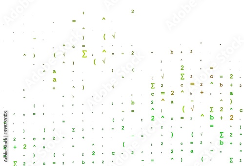 Light Green, Yellow vector background with Digit symbols.