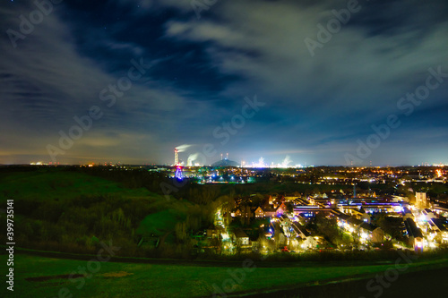 Night view from top of a hill over Gelsenkirchen