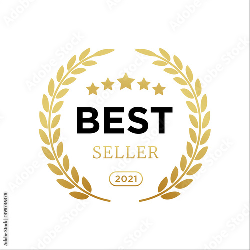 Best seller badge logo icon design laurel. Best seller vector isolated white background. EPS 10.